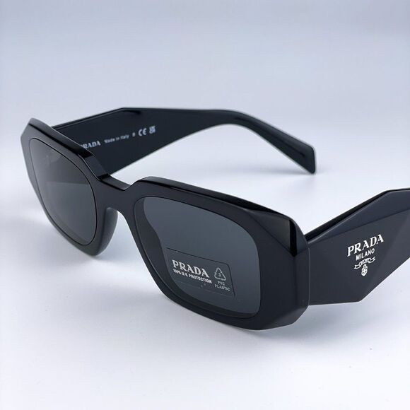 NEW ☀️ Prada PR17WS 1AB5S0 Black Gray Rectangle Unisex Sunglasses - Picture 8 of 12
